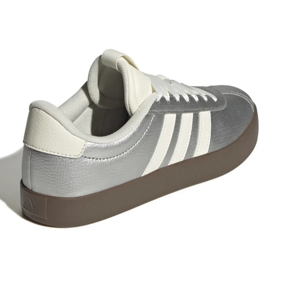 Adidas VL Court 3.0 Women's Shoes - Metallic Silver and White NEW in Box Size 8 - Picture 2 of 14